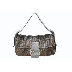 FENDI Mamma Bucket Hobo Shoulder bag Zucca rhinestones glitter silver gold